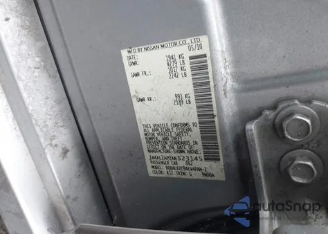 2010 Nissan Altima 2.5 S z USA, uszkodzony, nr VIN 1N4AL2AP2AN523145